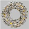 LOTTI IMPORTEX SRL Corona Natalizia Prelit Floccata 60 cm, 80 LED Bianco Caldo, Addobbo Natalizio per Porta e Parete