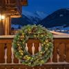 LOTTI IMPORTEX SRL Corona Abete Alpino 60 cm Full PE Verde con Pigne e Bacche, 80 LED Bianco Caldo