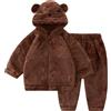 JiAmy Pigiama In Pile Bambino Bambina Con Zip 12 Mesi-4 Anni | Completo da casa in pile con giacca con zip, cappuccio con orecchie e pantaloni coordinati.