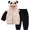 JiAmy Pigiama In Pile Bambino Bambina Con Zip 12 Mesi-4 Anni | Completo da casa in pile con giacca con zip, cappuccio con orecchie e pantaloni coordinati.