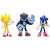 JAKKS Pacific Sonic The Hedgehog - Set di 3 statuette da 4 pollici, personaggi d'azione articolati e collezionabili, multicolore