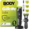 GilletteLabs Body + Rifinitore Intimo i7 Per Uomo | Per Corpo + Zona Intima Con 1 Pettini Per Il Corpo E Base Di Ricarica, Con Gancio Magnetico Per Doccia