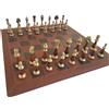 Italfama Orient Set Scacchi Ottone Con Tavola In Pelle Marrone, Re 10 cm