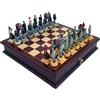 Italfama Gioco Di Scacchi Guerra Civile Figure Dipinte A Mano In Mogano