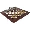 Italfama Ottone Scacchi Set Oro Argento Pezzi Su Olmo Legno Tavola 42cm Italia