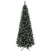 HOMCOM Albero di Natale Slim innevato 210 cm con 818 rami, pigne e bacche rosse, Verde | Aosom Italy