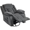 HOMCOM Poltrona relax girevole con massaggio, calore, oscillazione e reclinazione manuale, Grigio | Aosom Italy