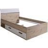Composad | Letto 1 Piazza e Mezza della Linea MIPIACE con 2 Cassetti e 1 Vano, Letto Contenitore per Cameretta, (LxAxP) 126,4x94,7x212,3 cm, Rovere Mielato e Grigio Cashmere Laccato, Made In Italy