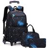 FEEIMOL Zaino Trolley Scuola 3 in 1 per Ragazzi Con Ruote, Borsa per il Pranzo e Sacchetto Portapenne (Blu Stellato)