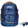 Seven Zaino Scuola UPDOWN TWICE - DEEPLY INDIGO - Zaino Multiscomparto, Maxi Capienza - Ergonomico, Sistema di Regolazione Altezza Spallacci - Tessuto 100% Eco-Material + Occhiali da Sole con Custodia