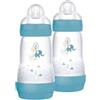 MAM Biberon Anticolica Easy Start 260 ml (Set da 2), Tettarella 2, Azzurro | Da 2+ mesi, Valvola anticolica, Riduce bolle d'aria, Silicone SkinSoft, Allattamento misto, Autosterilizzante, Senza BPA/BPS