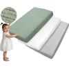 Medi Partners Lenzuola Lettino Set 3 Neonato 70x140-100% Cotone Mussole Lenzuolo con Angoli Culla Coprimaterasso fitted Materassino Sheet Letto Bambino Lenzuolino (Olive-Bianco-Grigio)