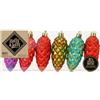 Holly & Jolly - Decorazioni per l'albero di Natale Mille Fiori, 6 pezzi | Decorazioni per l'albero di Natale in plastica, ca. 9 cm, pigne in 5 colori, con glitter, decorazioni natalizie