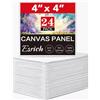 ESRICH Tele piccole 4 x 4 IN per pittura, confezione da 24 mini tavole su tela di cotone pittura su tela mini pannelli in bianco senza acido per pittura a olio, acquerello, vernice acrilica, guache e