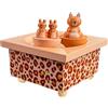 TROUSSELIER - Scatola per la musica Bebe Leopardo e Mouse - Carillon Dancing Baby - Regalo di nascita o Battema per ragazza e ragazzo - 2 figurine danzanti rimovibili