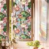 Aomkmi Pellicola colorata per finestre, resistente ai raggi UV, per finestre, motivo fiori di loto, privacy, adesivi arcobaleno, per soggiorno, camera da letto, blocco solare, decorazione rimovibile