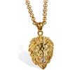 JewelryWe Gioielli Collana da Uomo Punk Rocky in Acciaio Inossidabile Gotico con Diamante, Ciondolo Testa di Leone, Colore Argrento e Oro(con Borsa Regalo)