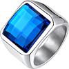 Bestyle Anello Acciaio Uomo Donna, Anello Uomo Argento/Nero/Oro con Misura IT 14.5-32.5, Anello Ragazzo Maschio con 8mm/15mm Pietra Nera/Zaffiro, Idee Regalo per Compleanno Anniversario