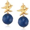 MISIS Orecchini Donna Pendenti in Argento 925 Made in Italy | Orecchini Lunghi Donna Design Elegante ideali per ogni Occasione | Galvanizzati Oro 18 Carati | Stella con Agata Blue