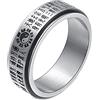Mesnt Anello Antistress, Anello delle Bande di Spinner del Mantra Cinese Yin Yang Tai Chi Argento