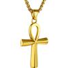 GoldChic JEWELRY Collana Uomo Croce Ankh, Occhio Horus, Egitto, Collana Retro, Collana in Acciaio Inossidabile, Ciondolo arengto/placcato oro/nero,Regalo Confezione