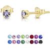 DTPsilver Orecchini Punto Luce Oro - Orecchini Donna Piccoli Argento 925 Placcati Oro - Orecchini con Brillantini Colorati - Orecchini Cristallo - Orecchini Dorati - Orecchini Donna Colorati - Punti Luce Oro