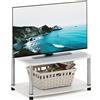 Furinno Turn-N-Tube, supporto TV a 2 livelli, senza necessità di attrezzi, finitura bianco noce, modello Ede