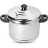 KSJONE Fornello Idli a 6 rack in acciaio inossidabile (adatto ad induzione) con coperchio in acciaio inossidabile, piatti Idli per fornello, Insta Pot 6 piastre idli (24 Idlis), argento