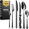MIAMIO - Set posate 72 pezzi, acciaio inox 18/10 (Nero) | Posate inox per 6 persone con coltelli da bistecca, forchette, coltelli e cucchiai - set 36 pezzi, lavastoviglie