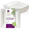 GoBeTree 50 Piatti Quadrati Usa e Getta 20 cm Canna da Zucchero, Piani | Piatti quadrati bianchi ed eleganti in bagassa, il piatto piano di tutti i giorni per antipasti, insalate e pasta