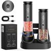 Sangcon 2 Velocità Macina Sale e Pepe Elettrico, 6 Livelli Regolabili Esternamente, Macina Pepe Automatico con Base USB, Rettifica con una Mano (Grigio Siderale)
