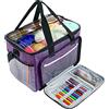 LEMESO Borsa a Maglia per Maglieria Lana Porta Lavoro Unicetto Custodia Filati Trasporto Conservazione Materiali per Cucito Inverno Sacco Organizer Tasche Scomparti Accessori Cuciture con Manico