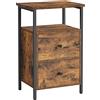 VASAGLE Comodino, Tavolino, Cassettiera con 2 Cassetti, Stile Industriale, per Camera da Letto e Soggiorno, Marrone Vintage e Nero LET521B01
