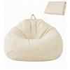 JJZENKD Poltrona a sacco per bambini e adulti, solo rivestimento (nessuna imbottitura) per divano, poltrona a pouf XL, 100 x 120 cm (beige)