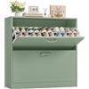 FirFurd Scarpiera Salvaspazio Slim,Scarpiera Portascarpe con 2 Ante Verde | scarpiera Ingresso Moderna con 2 Ante a Ribalta,Divisore Regolabile e Rimovibile,Salvaspazio Per Case Piccole,80x23.5x80cm