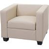 Mendler Poltrona Sofa Lounge Moderno Elegante Serie Lille M65 75x86x70cm - Pelle Avorio