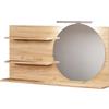 Vicco Specchio con mensola Avena, Rovere, 100 x 50 cm | Illuminazione LED · 3 scomparti · Specchio con ripiani · Specchio rotondo · Spazio per accessori da bagno