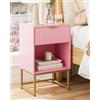 HEYZOEY® Comodino con cassetto, tavolino laterale largo 40 cm con ampio vano, comodino per camera da letto, soggiorno o ufficio (40 x 30 x 60 cm, finitura scanalata rosa)