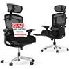 FLEXISPOT ErgoX Pro - Sedia da ufficio ergonomica, colore nero | Regolazione in altezza a 12 livelli, braccioli 7D, supporto lombare 5D, poggiatesta 4D, portata 250 kg