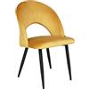 SAMIRA Sedia da pranzo imbottita in velluto giallo senape mod. Zoe (Giallo senape, 1 pz)