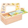 COLORBABY WOOMAX 46461 - Domino infantile animali della giungla - Giocattoli educativi per bambini - Include 30 pezzi in legno naturale e sostenibile - Giochi da tavolo
