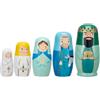 Generic 5 pezzi estraibile russo in legno, giocattoli impilabili Gesù per Natale | compleanno, giocattolo, regalo, ornamenti