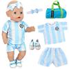 Carreuty Abbigliamento per bambole da 35-43 cm, 5 pezzi classici a righe, accessori per bambole con 1 maglietta, 1 pantalone, 1 borsa sportiva, 1 scarpe, 1 fascia per la testa per bambole da 35-45 cm, regalo