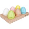 Merle Toys® Accessori per Negozio: 6 Uova di Legno Colorate con Chiusura a Strappo per Bambini dai 2 ai 4 Anni, Accessori Cucina Giocattolo, Giochi per Cucina e Bottega