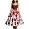 Sobzia Costume Halloween Donna, Elegante Lungo Vintage Vestito Costumi da Brivido per Adulti,Costume da Vampiro Horror,Vestiti Gotico Sexy con Stampa Sanguinolenta Costumi per Halloween e Carnevale XS-XXL