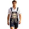 HEMNACU Costume da uomo per Oktoberfest, bavarese tedesco, costume per Oktoberfest, con bretelle rimovibili, camicia tradizionale a quadri, pantaloni bavaresi in pelle con bretelle