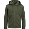Jack & Jones - Felpa da uomo con cappuccio e cerniera, in stile Basic, notte foresta, XS
