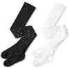 LOLANTA 2 paia di collant in cotone con strass scintillanti per bambine, collant termici in maglia tinta unita per scuola e cerimonia