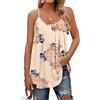 DUOEASE Canotta Donna Basic Spaghetti Girocollo Top Donna Nero a Pieghe Canottiera Donna Elegante