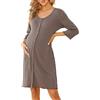 KOJOOIN Camicia da Notte da Donna Camicia da Notte per Allattamento Camicia da Notte a 3/4 Maniche Camicia da Notte Premaman in Cotone con abbottonatura Completa Camicia da Notte
